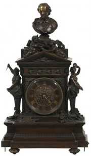 Figural Bronze Mantle Clock