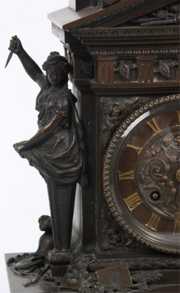 Figural Bronze Mantle Clock