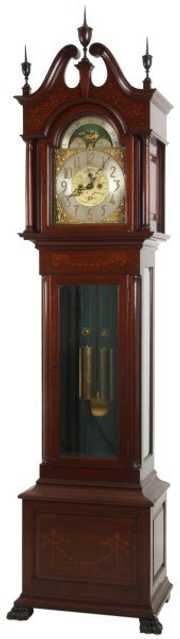 J.J. Elliott Inlaid Mahogany Grandfather Clock