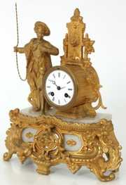 Signed Ph. Mourey Figural Mantle Clock