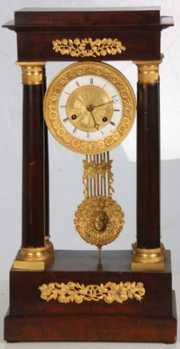 French Empire 4 Column Mantle Clock