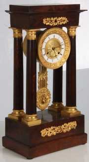 French Empire 4 Column Mantle Clock