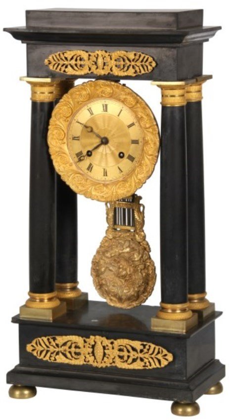 French Empire 4 Column Mantle Clock