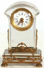 Brass Mounted Crystal Desk Clock