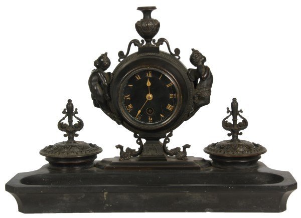 Marble & Bronze Desk Clock