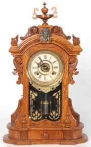 Ansonia Oak Mantle Clock  Monarch w/ Alarm