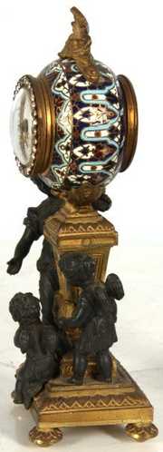 Miniature Bronze Figural Clock Set