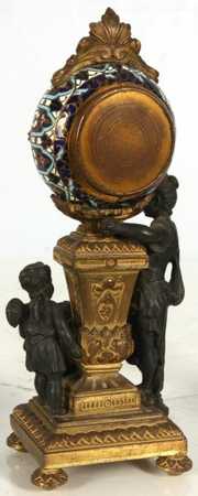 Miniature Bronze Figural Clock Set