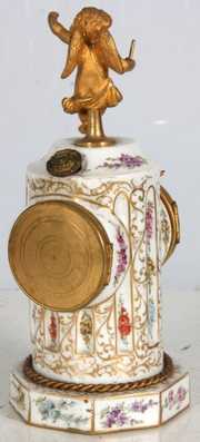 Porcelain & Brass Miniature Mantle Clock