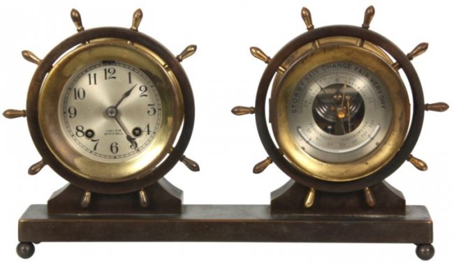 Chelsea Ship’s Bell Desk Clock w/ Barometer