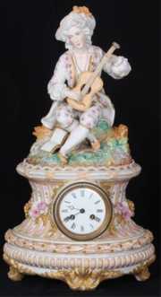 2 Pc. Figural Bisque Mantle Clock