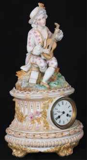 2 Pc. Figural Bisque Mantle Clock