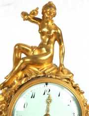 Figural Marble & Bronze French Mantle Clock