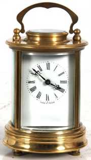 Cylindrical French Brass Carriage Clock