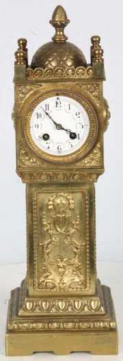 French Brass Tower Mantle Clock