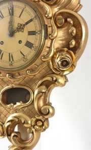 20th Century Gilt Carved Cartel Clock