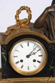 French Marble & Bronze Mantle Clock