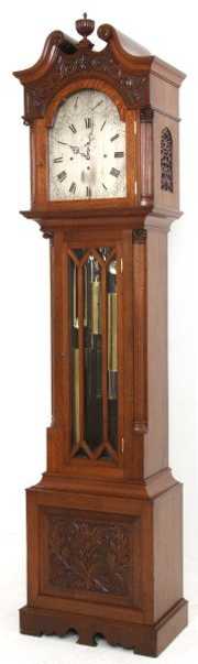 English 8 Tube Oak Grandfather Clock