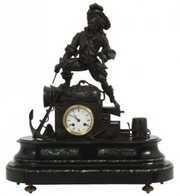 French Marble & Bronze Pirate Mantle Clock