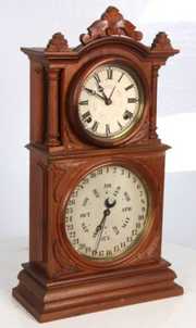 Ingraham Double Dial Calendar Shelf Clock