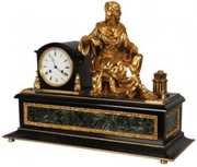 French Figural Marble & Bronze Mantle Clock