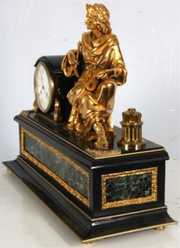 French Figural Marble & Bronze Mantle Clock