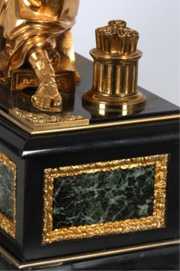 French Figural Marble & Bronze Mantle Clock