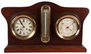 Ships Bell Desk Clock w/ Barometer & Thermometer