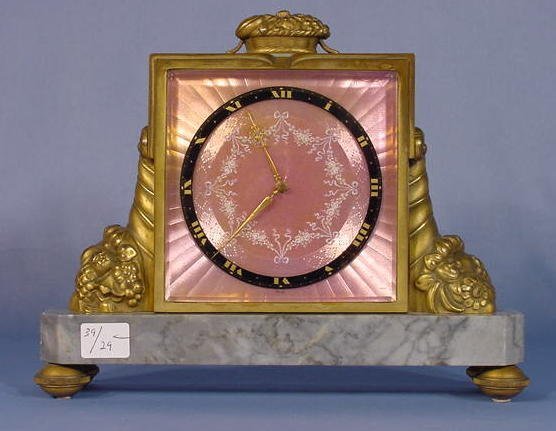 Swiss Bronze & Marble Desk Clock