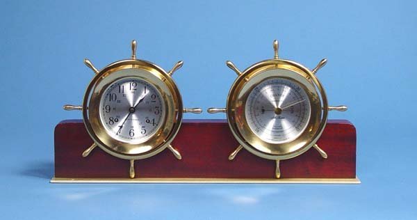 Barometer Ships Bell Clock Set