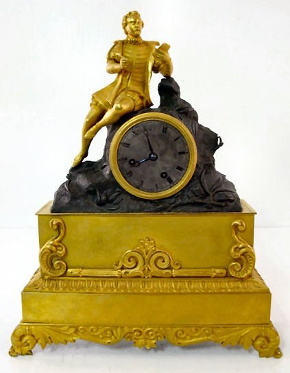 French Dore & Bronze Silk String Clock