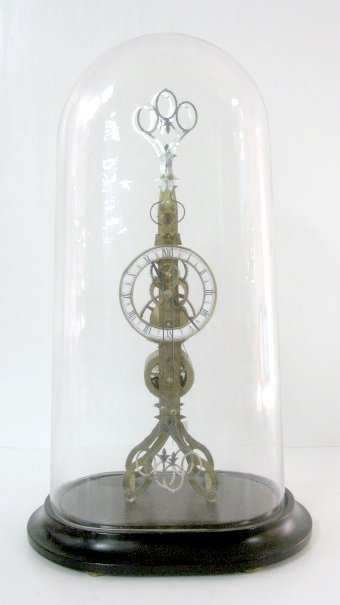 Single Fusee Skeleton Clock w/Scissor Pendulum