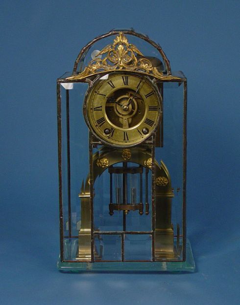 Unusual Skeleton Clock & Beveled Glass Dome