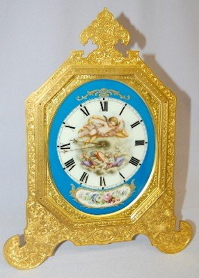 Thomas Cole Style Bronze & Porcelain Clock