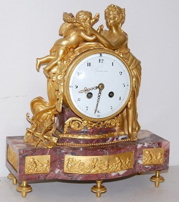 Tiffany Empire Marble & Bronze Mantle Clock