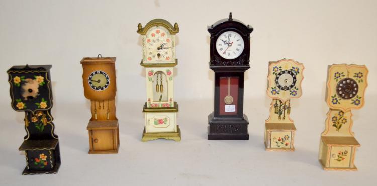6 Vintage Miniature Grandfather Clocks