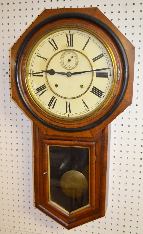 Antique Ansonia Regulator Walnut Wall Clock