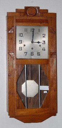 Hamburg German Oak Wall Hanging Box Clock