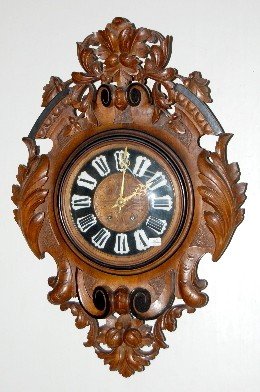 Ornate Carved Leaf & Nut Wall Clock