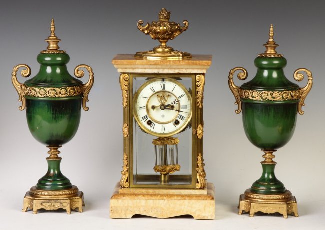 Ansonia Marble & Gilt Bronze Crystal Regulator – Cosmo