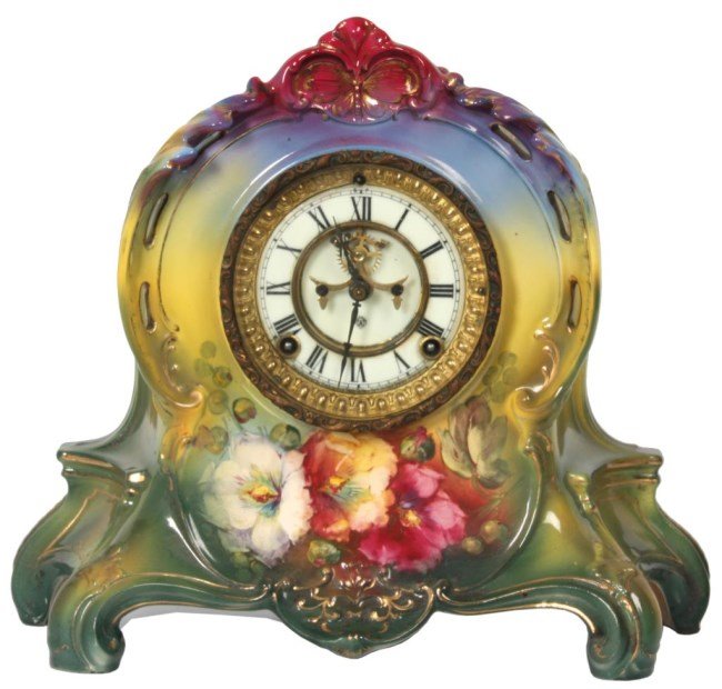Ansonia Royal Bonn China Clock ÂLa RiviereÂ