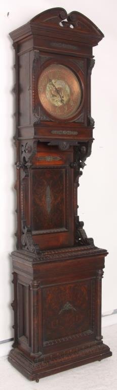 Carved Walnut Standing Floor Regulator