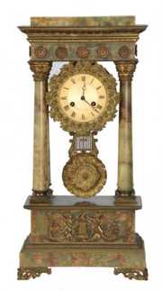 French Bonze & Onyx Portico Clock