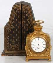 Dore Bronze Travel Clock In Case