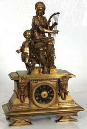 3 Pc. French Figural Bronze Clock Set