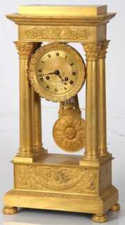 French Empire Bronze Portico Clock