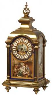 Brass & Porcelain Mantle Clock