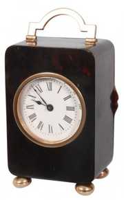 Tortoise Shell & Gold Mounted Carriage Clock