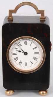 Tortoise Shell & Gold Mounted Carriage Clock