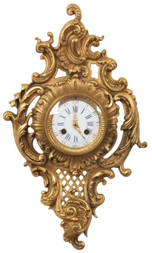 French Bronze Wall Hanging Cartel Clock